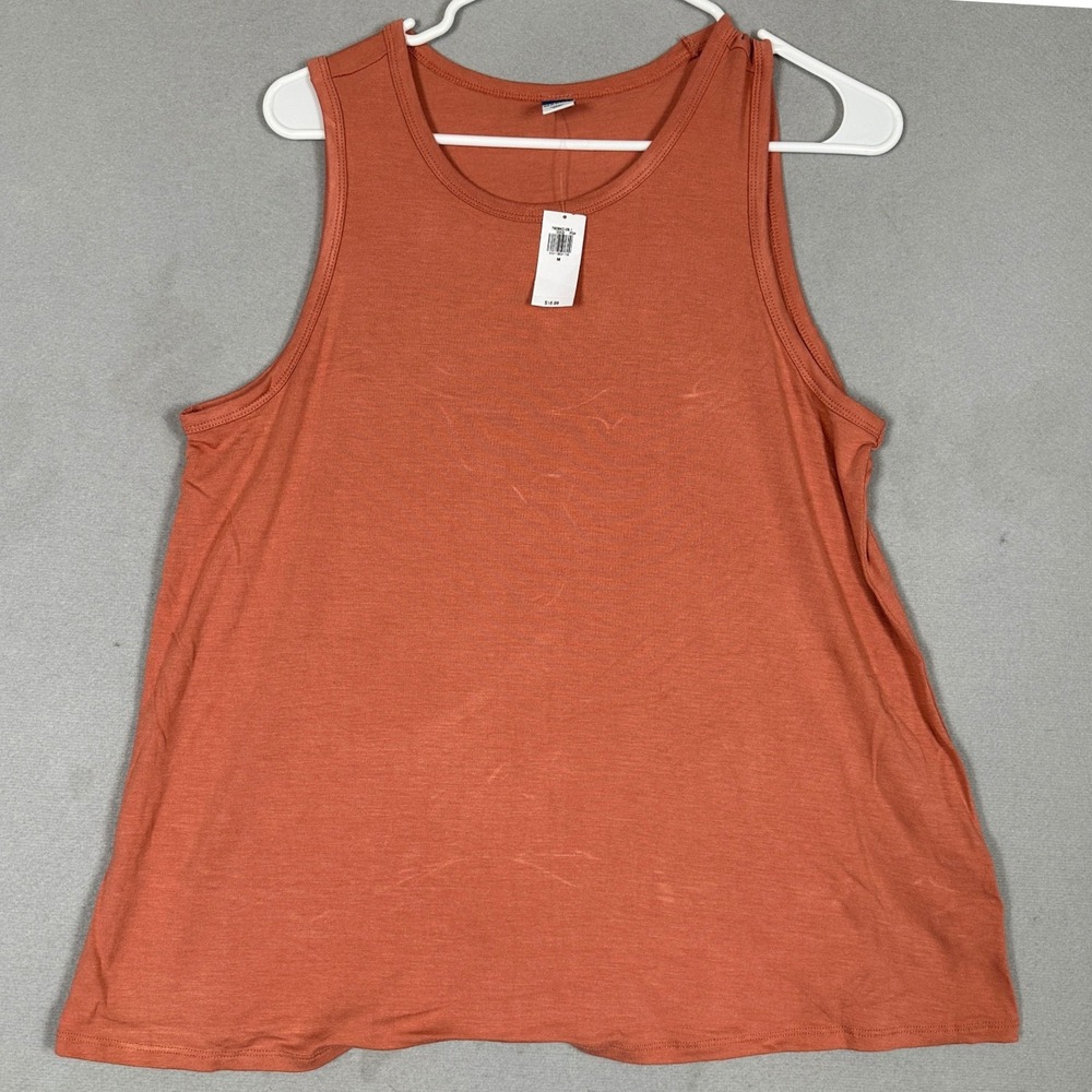NEW Old Navy Tank Top Womens Medium Luxe Orange Relaxed Fit Sleeveless Crew Neck